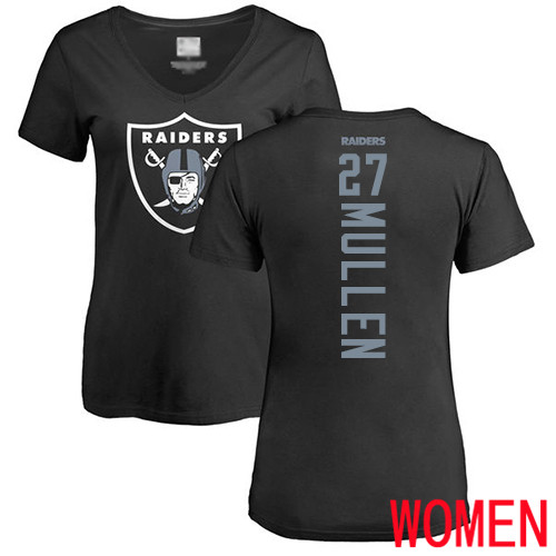 Oakland Raiders Black Women Trayvon Mullen Backer NFL Football #27 T Shirt